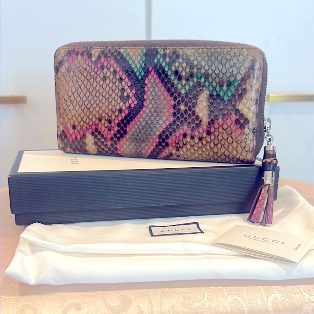 Gucci Brown and Pink Unique Leather Wallet